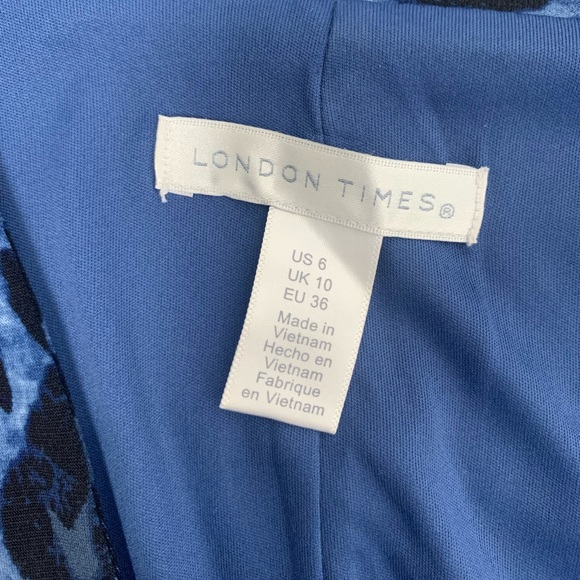 London Times Blue Leopard Dress Size 6 - Picture 7 of 8